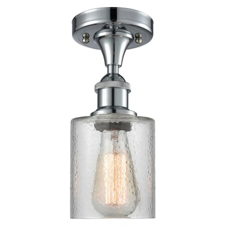 Innovations Lighting 1 Light Cobbleskill 5In. Polished Chrome Semi-Flush Mount With Clear Ripple Glass, 510591 516-1C-PC-G112